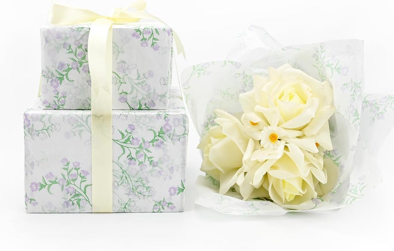 TINYFUTURE 100 Sheets Flower Gift Wrapping Tissue Paper Recyclable Greenery Botanical Packaging Bag for Wedding Birthday Showers Art Craft Party Favor Decoration - Image 3